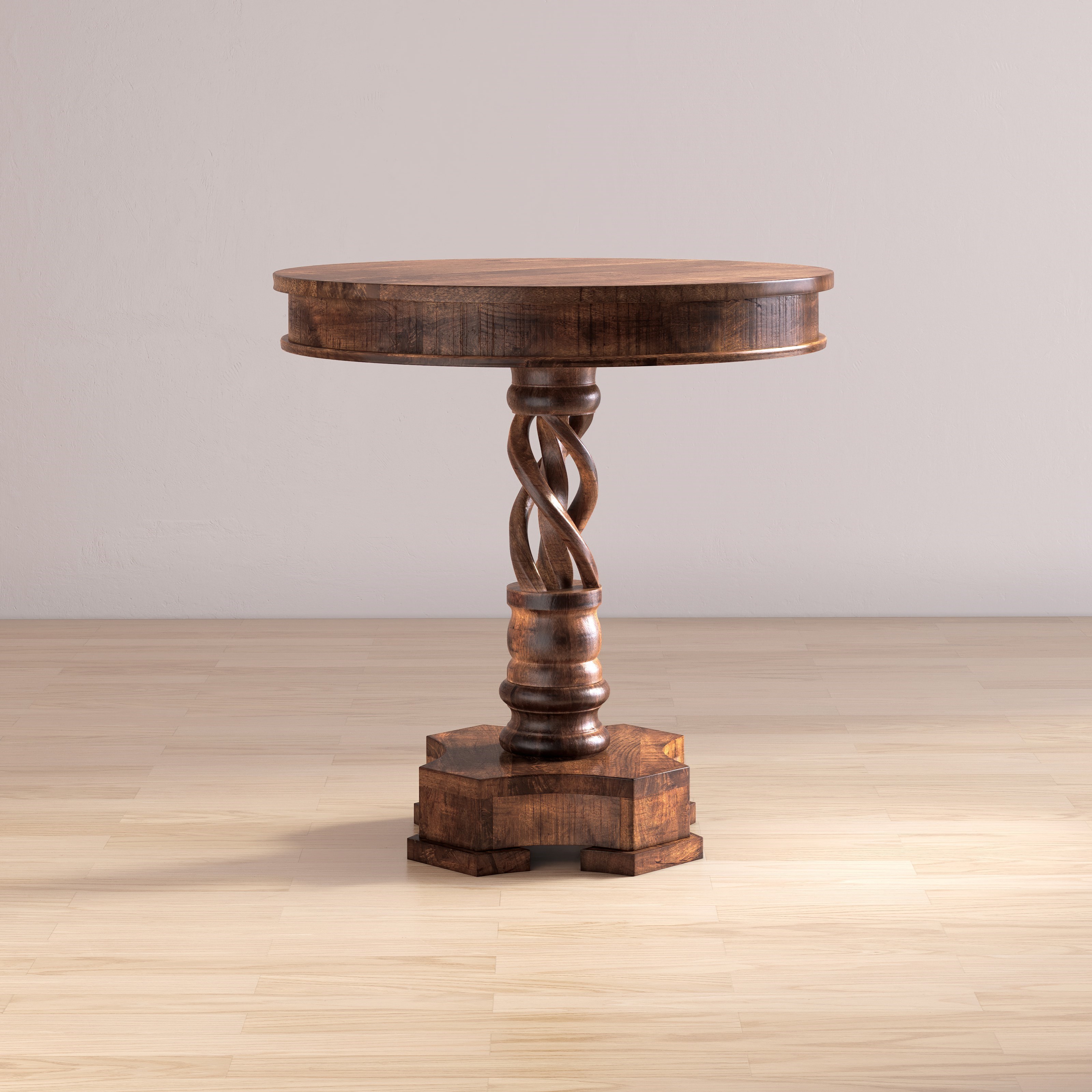 Natural wood 2025 pedestal side table